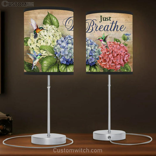 Just Breathe Hydrangea, Hummingbirds Lamb Gift Table Lamb - Christian Lamb Gift - Religious Art