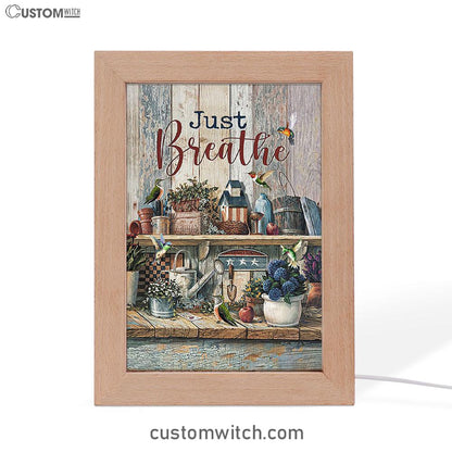 Just Breathe Kitchen Hummingbird Art Frame Lamp - Bible Verse Wooden Lamp - Christian Art Home Decor