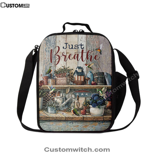Just Breathe Kitchen Hummingbird Lunch Bag, Christian Lunch Box For School, Picnic