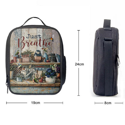 Just Breathe Kitchen Hummingbird Lunch Bag, Christian Lunch Box For School, Picnic