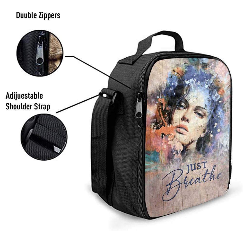 Just Breathe Lunch Bag, Christian Lunch Box For School, Picnic