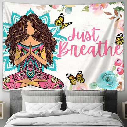 Just Breathe Namaste Yoga Wall Art - Boho-chic Wall Art for Women - Hippie Zen Wall Art