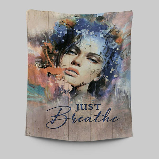 Just Breathe Tapestry Wall Art - Bible Verse Tapestry Art - Inspirational Art -  Christian Indoor Wall Tapestries
