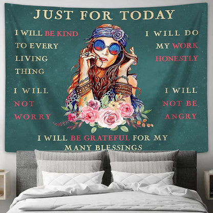 Just For Today Hippie Boho Tapestry Prints - Encouragement Gifts for Women