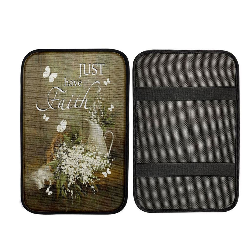 Just Have Faith Baby Flower Car Center Console Cover, Christian Car Armrest Accessories