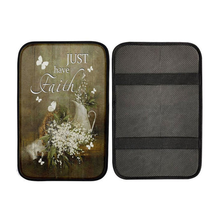 Just Have Faith Baby Flower Car Center Console Cover, Christian Car Armrest Accessories