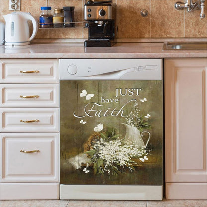 Just Have Faith Baby Flower Dishwasher Cover, Christian Dishwasher Wrap, Bible Verse Kitchen Decoration