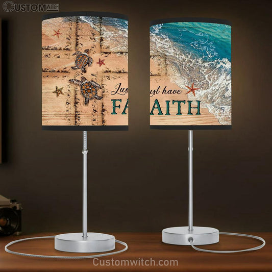 Just Have Faith Beach Couple Sea Turtle Cross Table Lamb Gift - Bible Verse Table Lamb - Religious Bedroom Decor