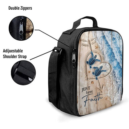 Just Have Faith Blue Turtle Lunch Bag, Christian Lunch Box For School, Picnic