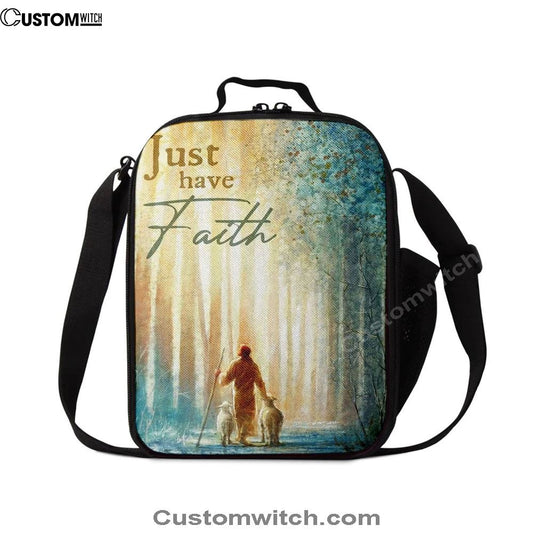 Just Have Faith He Leadeth Me Jesus Sheep Lunch Bag, Christian Lunch Box For School, Picnic