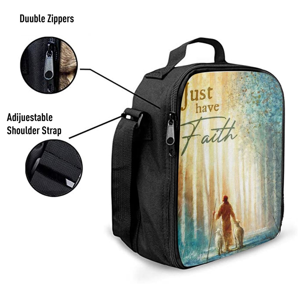 Just Have Faith He Leadeth Me Jesus Sheep Lunch Bag, Christian Lunch Box For School, Picnic