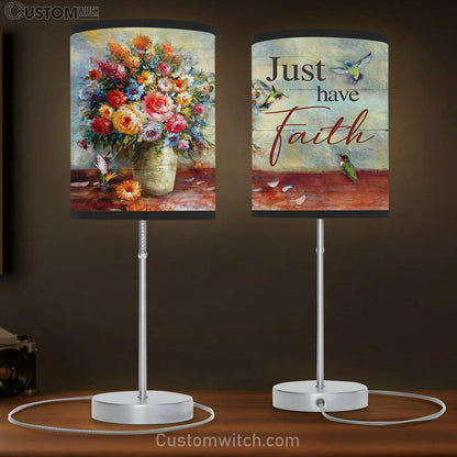 Just Have Faith Hummingbird Table Lamb Art - Bible Verse Lamb Gift - Christian Bedroom Decor