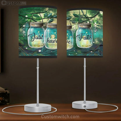 Just Have Faith Miracle Glass Jar Table Lamb Art - Christian Lamb Gift Decor - Bible Verse Table Lamb