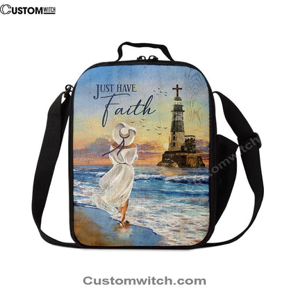 Just Have Faith Ocean Lighthouse Lunch Bag, Christian Lunch Box For School, Picnic