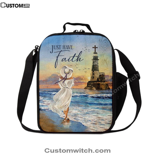 Just Have Faith Ocean Lighthouse Lunch Bag, Christian Lunch Box For School, Picnic
