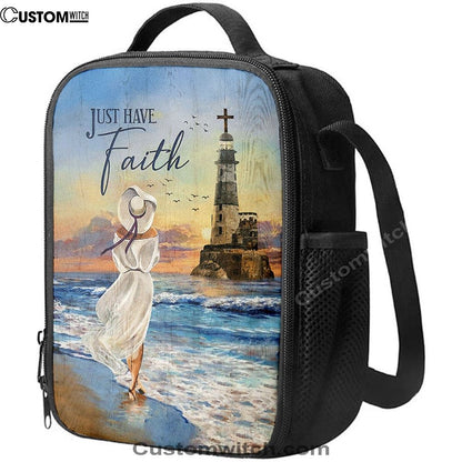 Just Have Faith Ocean Lighthouse Lunch Bag, Christian Lunch Box For School, Picnic