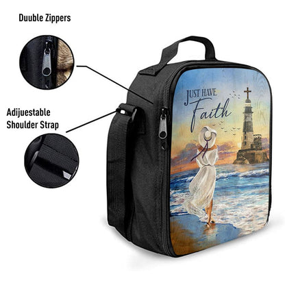 Just Have Faith Ocean Lighthouse Lunch Bag, Christian Lunch Box For School, Picnic