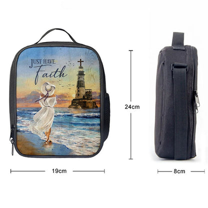 Just Have Faith Ocean Lighthouse Lunch Bag, Christian Lunch Box For School, Picnic
