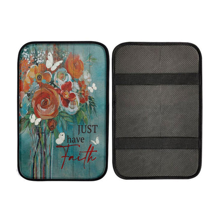 Just Have Faith Roses Car Center Console Cover, Religious Car Interior Accessories