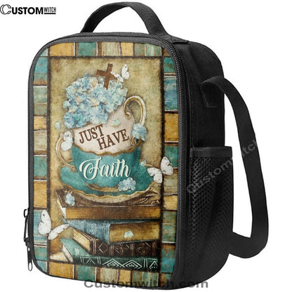 Just Have Faith Tea Cup Book Butterfly Lunch Bag, Christian Lunch Box For School, Picnic