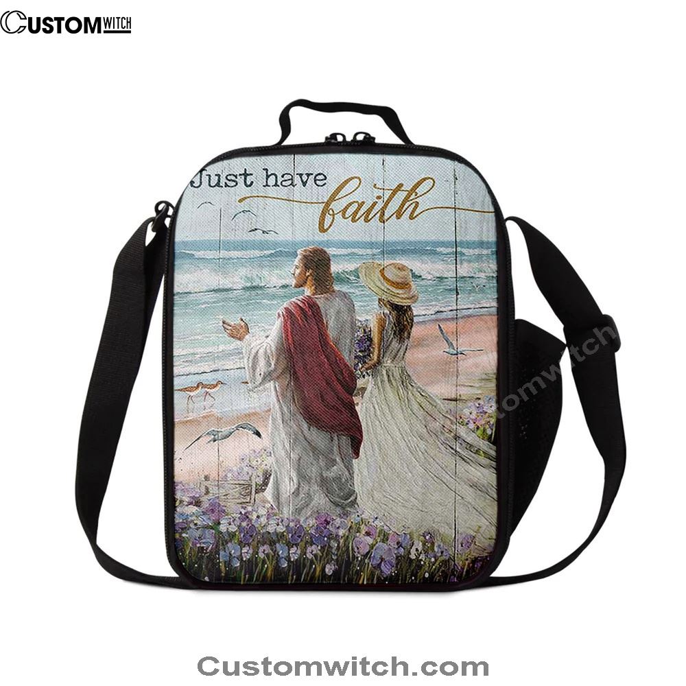 Just Have Faith Walk With Jesus Blue Ocean Lunch Bag, Christian Lunch Box For School, Picnic