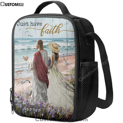 Just Have Faith Walk With Jesus Blue Ocean Lunch Bag, Christian Lunch Box For School, Picnic