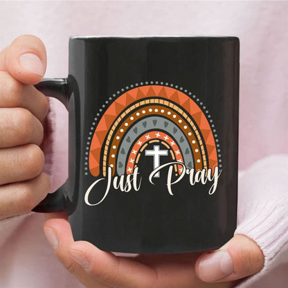 Just Pray, Boho Rainbow, Christian Coffee Mug, Christian Mug, Bible Mug, Faith Gift, Encouragement Gift