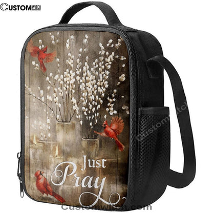 Just Pray Red Cardinal Candle God Lunch Bag, Christian Lunch Box For School, Picnic