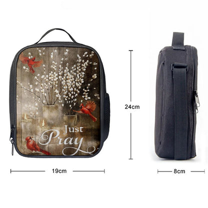 Just Pray Red Cardinal Candle God Lunch Bag, Christian Lunch Box For School, Picnic