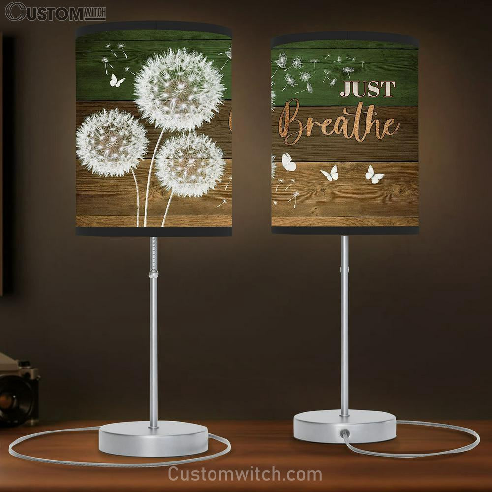 Just breathe Dandelion White butterfly Table Lamb Gift - Bible Verse Table Lamb - Religious Bedroom Decor