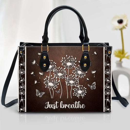 Just breathe Stunning Dandelion Leather Handbag, Religious Gifts For Women, Women Pu Leather Bag