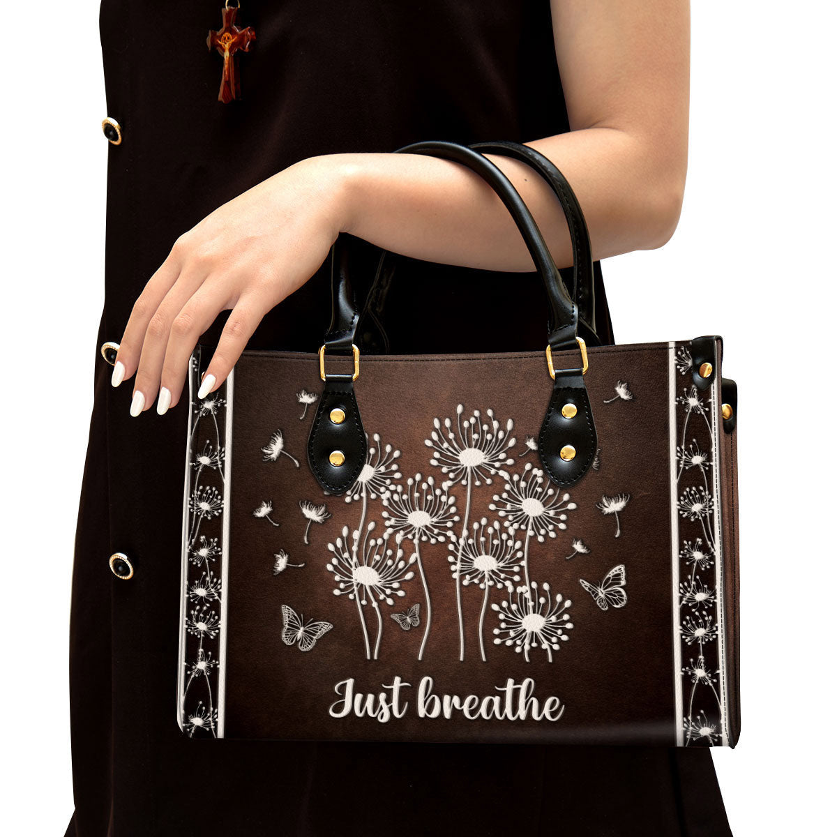 Just breathe Stunning Dandelion Leather Handbag, Religious Gifts For Women, Women Pu Leather Bag