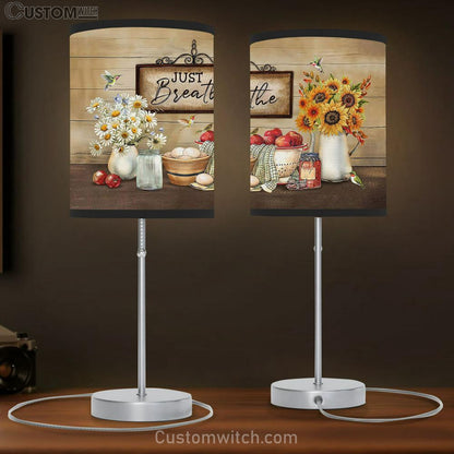 Just breathe daisy Hummingbird Table Lamb Gift - Bible Verse Table Lamb - Religious Bedroom Decor