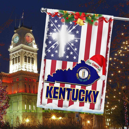 Kentucky God Bless Christmas Flag, Christian Christmas House Flag, Christmas Outdoor Decor Ideas