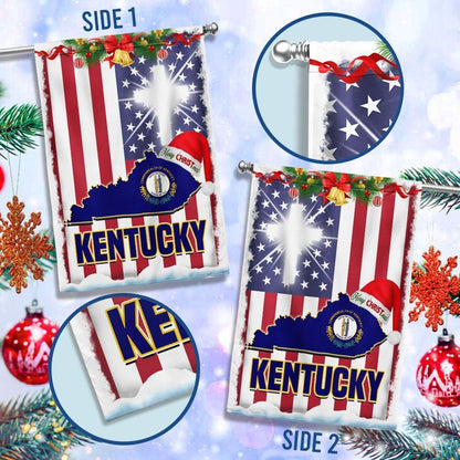 Kentucky God Bless Christmas Flag, Christian Christmas House Flag, Christmas Outdoor Decor Ideas