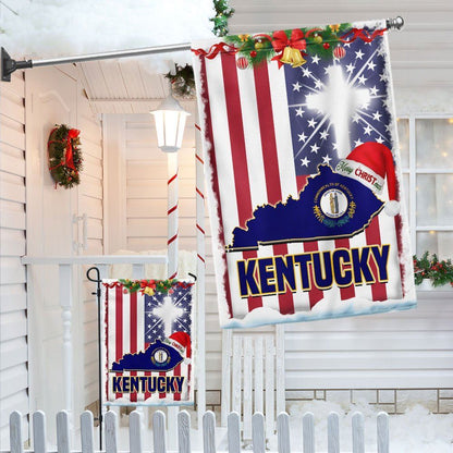 Kentucky God Bless Christmas Flag, Christian Christmas House Flag, Christmas Outdoor Decor Ideas
