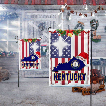 Kentucky God Bless Christmas Flag, Christian Christmas House Flag, Christmas Outdoor Decor Ideas