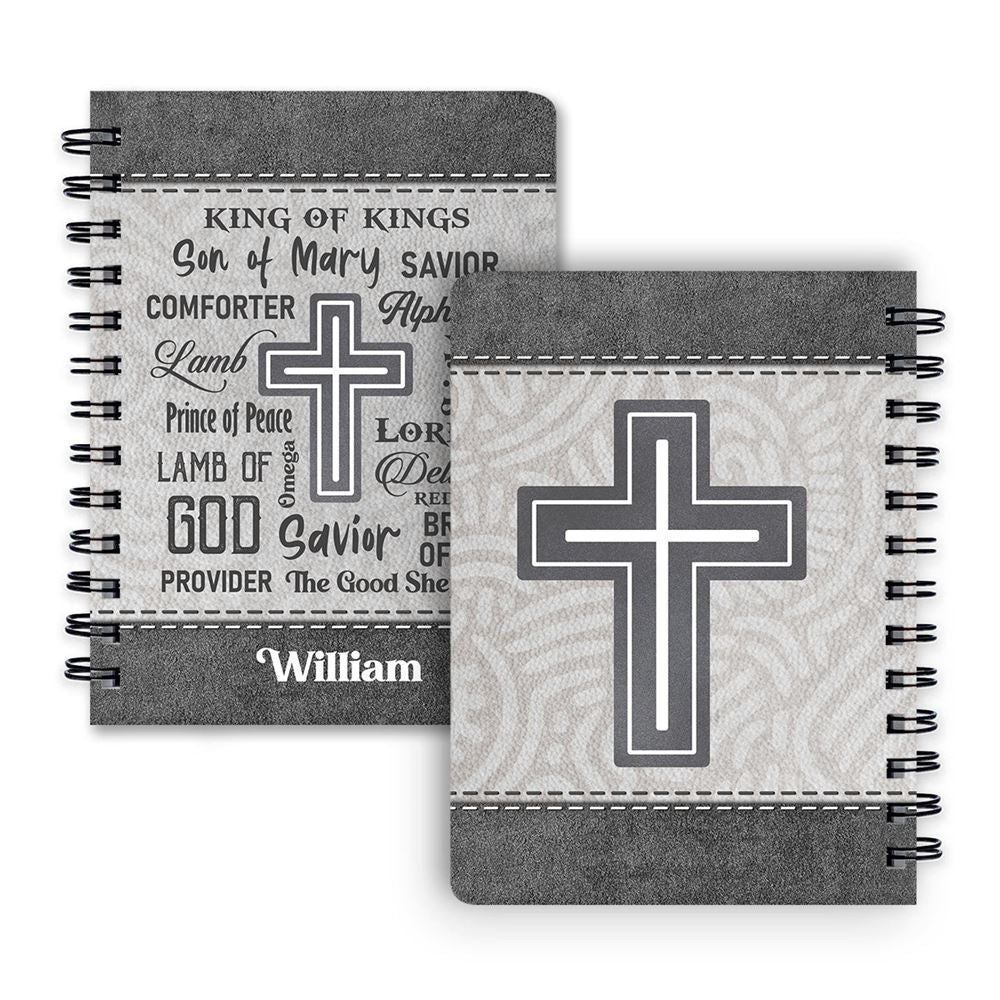 King Of Kings Cross Personalized Spiral Journal, Scripture Gifts For Christian People