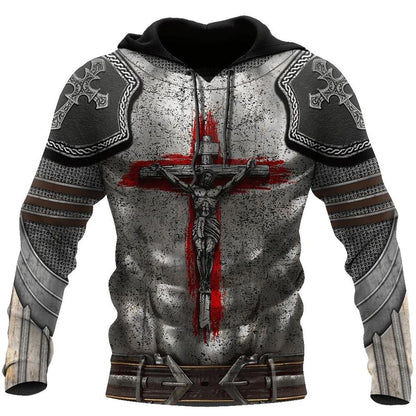 Knight Armor Of God 3D Hoodie For Man And Women, Jesus Printed 3D Hoodie