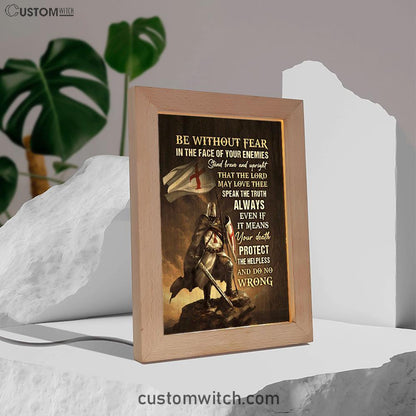 Knight Armor Of God Jesus Painting Frame Lamp - Be Without Fear In The Face Of Your Enemies Frame Lamp Art - Christian Night Light