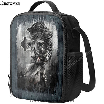 Knight Lion Of Judah And The Cross Lunch Bag - Lion Lunch Bag, Christian Lunch Box For School, Picnic