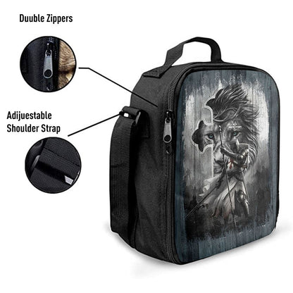 Knight Lion Of Judah And The Cross Lunch Bag - Lion Lunch Bag, Christian Lunch Box For School, Picnic