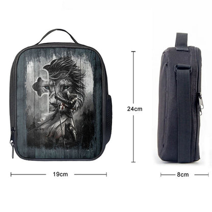 Knight Lion Of Judah And The Cross Lunch Bag - Lion Lunch Bag, Christian Lunch Box For School, Picnic