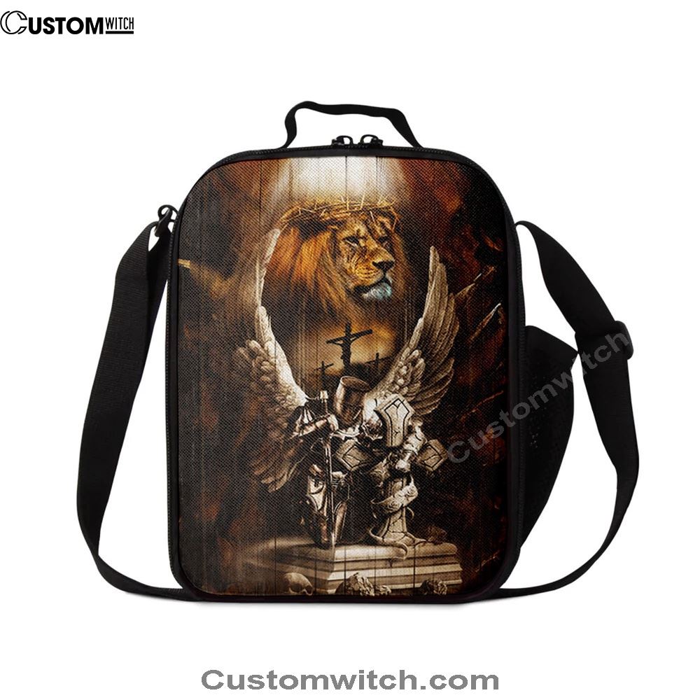 Knight Lion Of Judah Jesus On The Cross Lunch Bag - Lion Lunch Bag, Christian Lunch Box For School, Picnic
