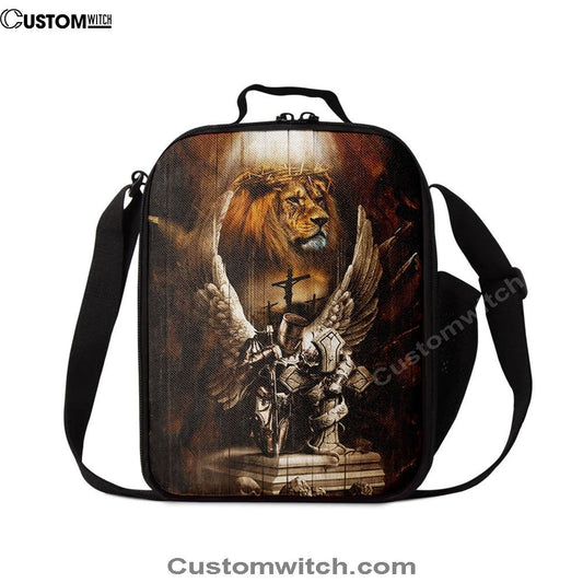 Knight Lion Of Judah Jesus On The Cross Lunch Bag - Lion Lunch Bag, Christian Lunch Box For School, Picnic