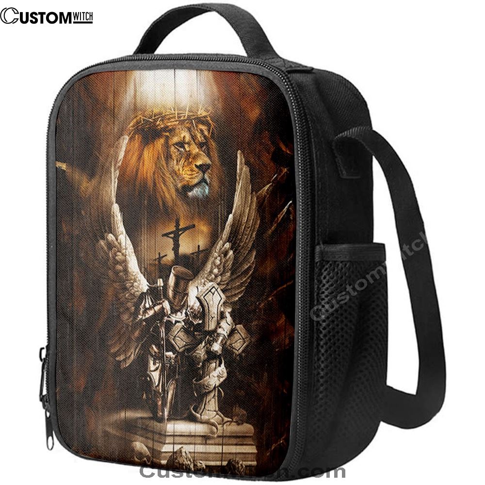 Knight Lion Of Judah Jesus On The Cross Lunch Bag - Lion Lunch Bag, Christian Lunch Box For School, Picnic