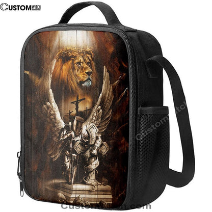 Knight Lion Of Judah Jesus On The Cross Lunch Bag - Lion Lunch Bag, Christian Lunch Box For School, Picnic