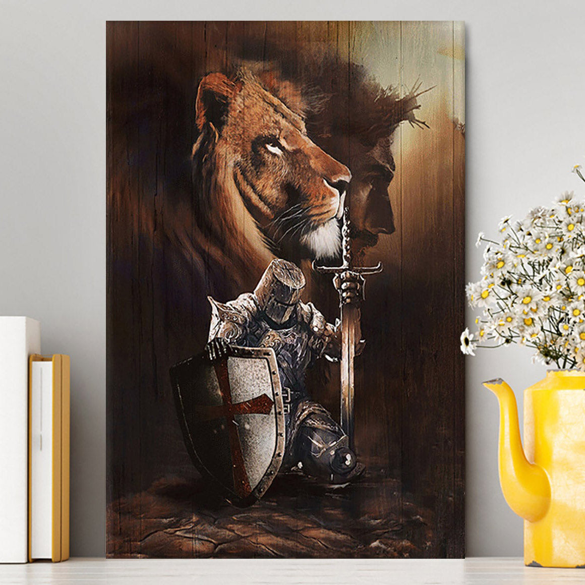 Knight Of God Lion Of Judah Serving The Lord Canvas - Lion Canvas Print - Christian Wall Art - Religious Home Decor