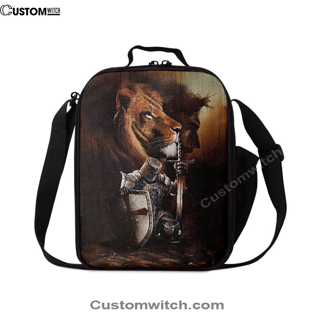 Knight Of God Lion Of Judah Serving The Lord Lunch Bag - Lion Lunch Bag, Christian Lunch Box For School, Picnic