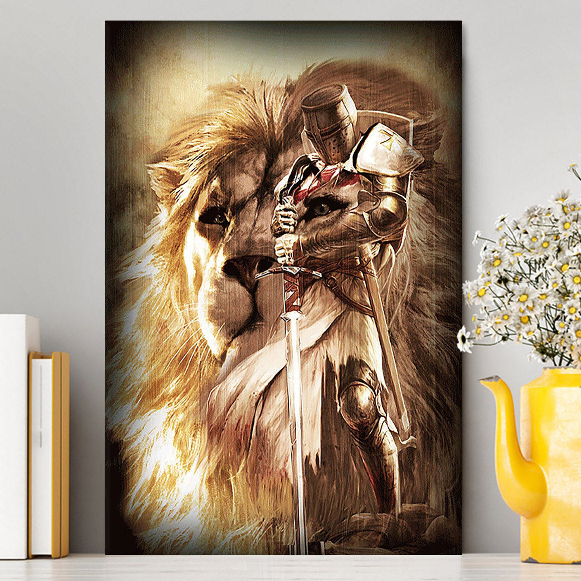 Knight Of God The Lion Of Judah Canvas - Christian Wall Art - Religious Home Decor